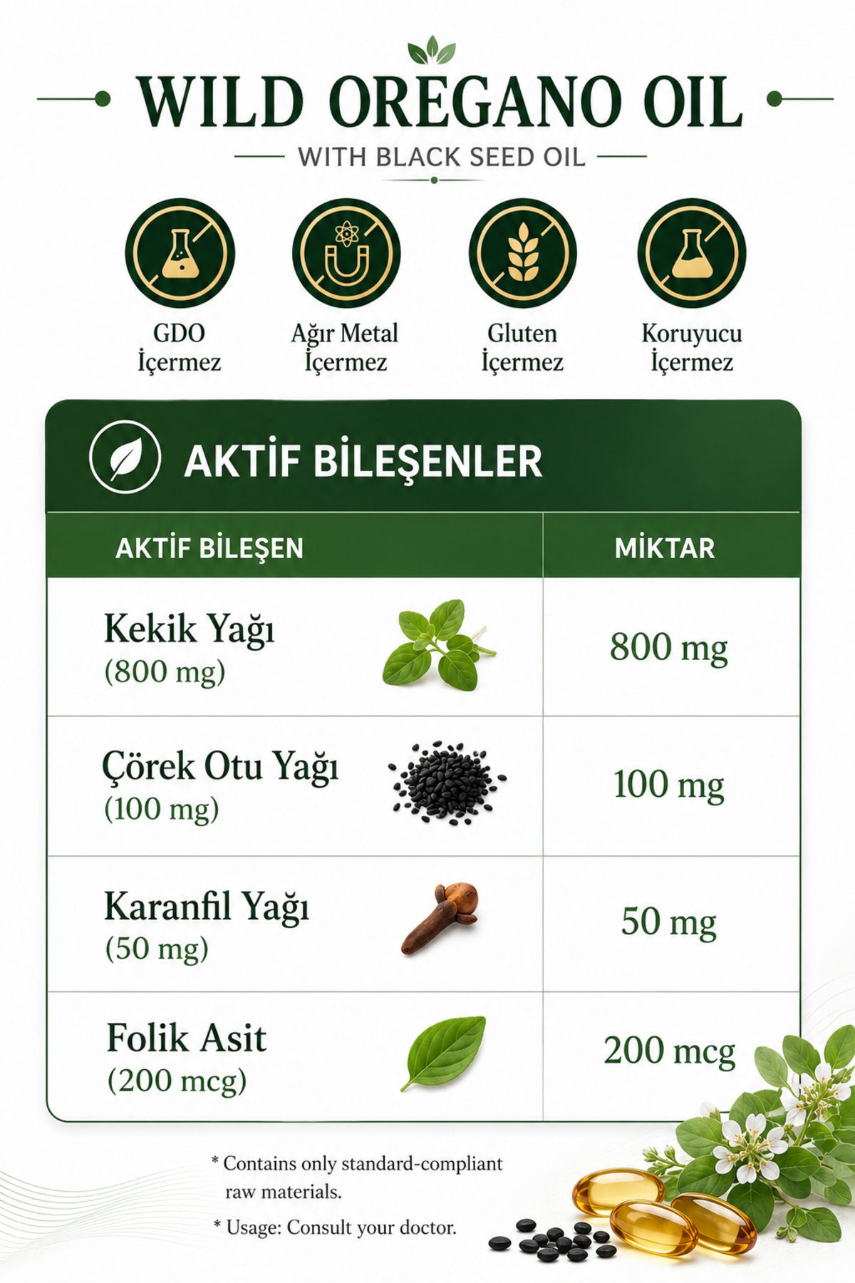 Helovit Kekik Yağı & Çörekotu Yağı 1200 mg, 30 Softgel – ürün detayı 2