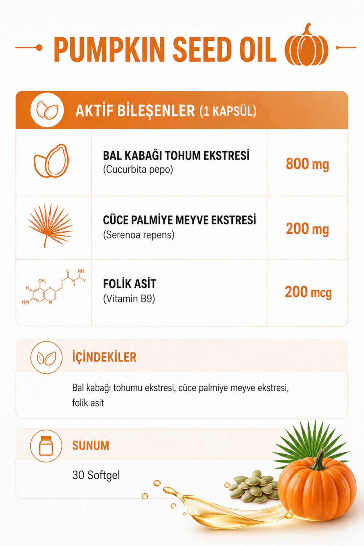 Helovit Bal Kabağı Çekirdeği Yağı & Cüce Palmiye 1500 mg, 30 Softgel – ürün detayı 2
